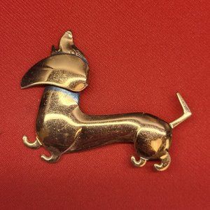 VIntage Copper Dachshund Brooch Pin Wiener Dog